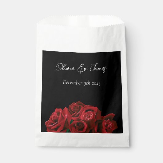 Rode rozen wit zwart bedankzakje (Voorkant)