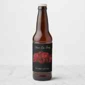 rode rozen wit zwart bruiloft bier etiket (Voorkant)