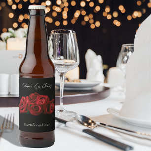 rode rozen wit zwart bruiloft bier etiket