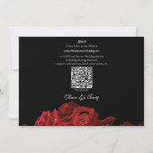 rode rozen wit zwart bruiloft kaart (Achterkant)
