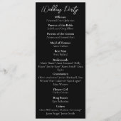 rode rozen wit zwart bruiloft programmakaart (Achterkant)