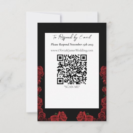 rode rozen wit zwart bruiloft RSVP kaartje (Achterkant)