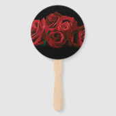 Rode Rozen Wit Zwart Elegantie Tijdloos Handwaaier (Achterkant)