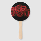 Rode Rozen Wit Zwart Elegantie Tijdloos Handwaaier (Voorkant)