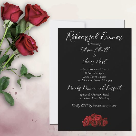 Rode Rozen Wit Zwart Elegantie Tijdloos Kaart