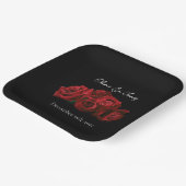 Rode Rozen Wit Zwart Elegantie Tijdloos Papieren Bordje (Gebogen)