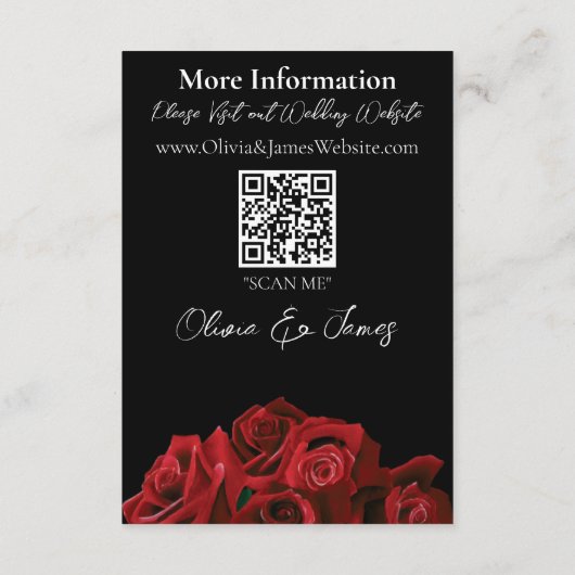 Rode rozen wit zwart informatiekaartje (Achterkant)