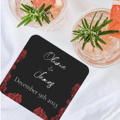 Rode rozen wit zwart kartonnen onderzetters