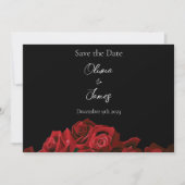 Rode rozen wit zwart save the date (Voorkant)