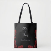 Rode rozen wit zwart tote bag (Voorkant)