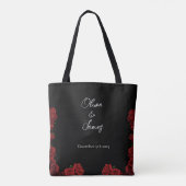 Rode rozen wit zwart tote bag (Achterkant)