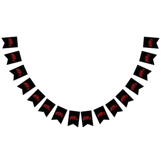 Rode rozen wit zwart vlaggetjes (Alle)