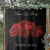 Rode rozen wit zwart wandkleed