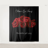 Rode rozen wit zwart wandkleed (Voorkant)