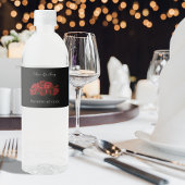 Rode rozen wit zwart waterfles etiket