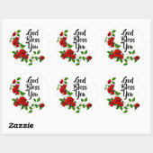 Rode Rozen witte bloemen God zegene U Ronde Sticker (Vel)