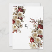 Rode Rozen Witte Dogwood Bloemen, Elegante Bruilof Kaart (Achterkant)