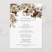 Rode Rozen Witte Dogwood Bloemen, Elegante Bruilof Menu (Voorkant)