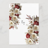 Rode Rozen Witte Dogwood Bloemen, Elegante Bruilof Menu (Achterkant)