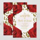 Rode Rozen Witte Goud Jachtluipaard Luipaard Chic Kaart (Voorkant / Achterkant)