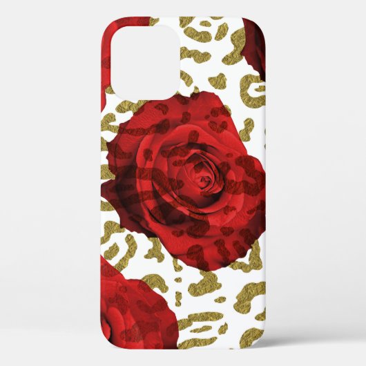 Rode Rozen Witte Gouden Cheetah Luipaard Dierprint Case-Mate iPhone Case (Achterkant)