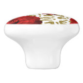 Rode Rozen Witte Gouden Luipaard Dierprint Keramische Knop (Zijkant)