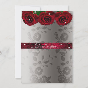 Rode Rozen Witte Hart Quinceanera Kaart
