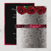 Rode Rozen Witte Hart Quinceanera Kaart (Voorkant / Achterkant)
