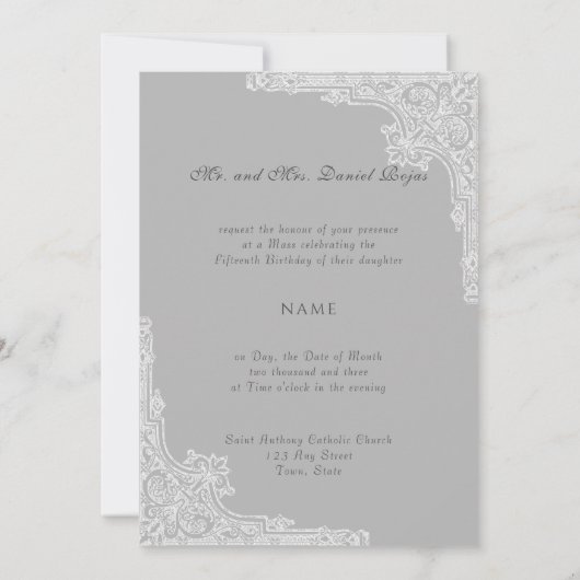 Rode Rozen Witte Kant Harten Sterren Quinceanera  Kaart (Achterkant)