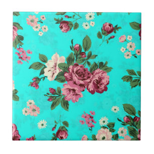 Rode rozen & witte madeliefjes patroon tegeltje