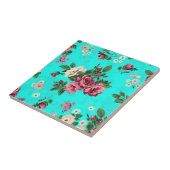 Rode rozen & witte madeliefjes patroon tegeltje (Zijkant)