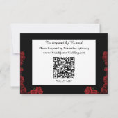 Rode Rozen Witte Zwarte Elegantie Tijdloos RSVP Kaartje (Achterkant)