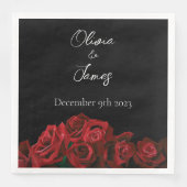 Rode Rozen Witte Zwarte Elegantie Tijdloos Servet (Voorkant)