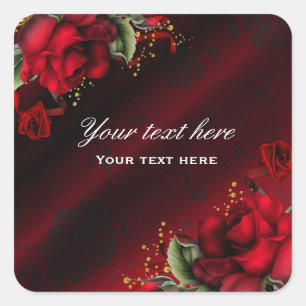 Rode Rozen Zijde Gothische Sticker Label