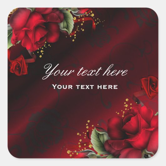 Rode Rozen Zijde Gothische Sticker Label (Voorkant)