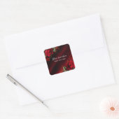 Rode Rozen Zijde Gothische Sticker Label (Envelop)