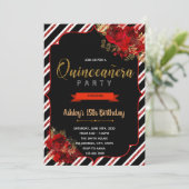 Rode rozen zijn verjaardagsuitnodiging voor kweepe kaart (Staand voorkant)