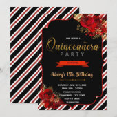 Rode rozen zijn verjaardagsuitnodiging voor kweepe kaart (Voorkant / Achterkant)