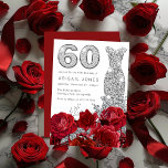 Rode Rozen Zilveren Diamantjurk 60e Verjaardag Kaart<br><div class="desc">Red Roses Silver Diamond Gown 60th Birthday Invitation Bekijk bijpassend collectie in Niche en Nest Store</div>