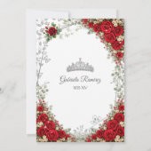 Rode Rozen Zilveren Vlinders Quinceañera Save The Date (Achterkant)