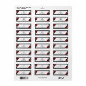 Rode rozen zilveren zwarte strepen adres etiket (Full Sheet)