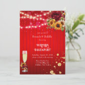 Rode rozen zonnebloemen licht glitter brunch & bub kaart (Staand voorkant)