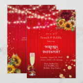 Rode rozen zonnebloemen licht glitter brunch & bub kaart (Voorkant / Achterkant)