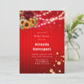 Rode rozen zonnebloemen licht glitter vrijgezellen kaart (Staand voorkant)