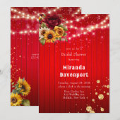 Rode rozen zonnebloemen licht glitter vrijgezellen kaart (Voorkant / Achterkant)