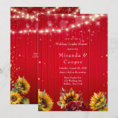 Rode rozen zonnebloemen lichten bruiloft koppels d kaart (Voorkant / Achterkant)