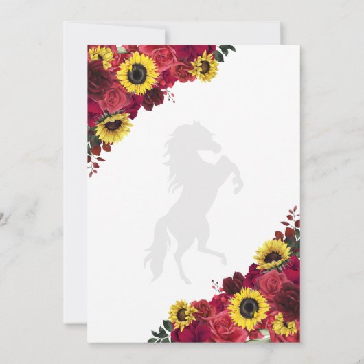 Rode rozen zonnebloemen redden de datum quinceañer kaart (Achterkant)