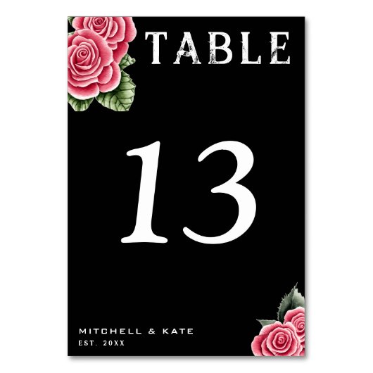 Rode rozen zwart bruiloft kaart (Voorkant)