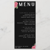 Rode rozen zwart bruiloft menu (Voorkant)