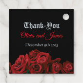 Rode Rozen Zwart Gotisch Bedankjes Labels (Achterkant)